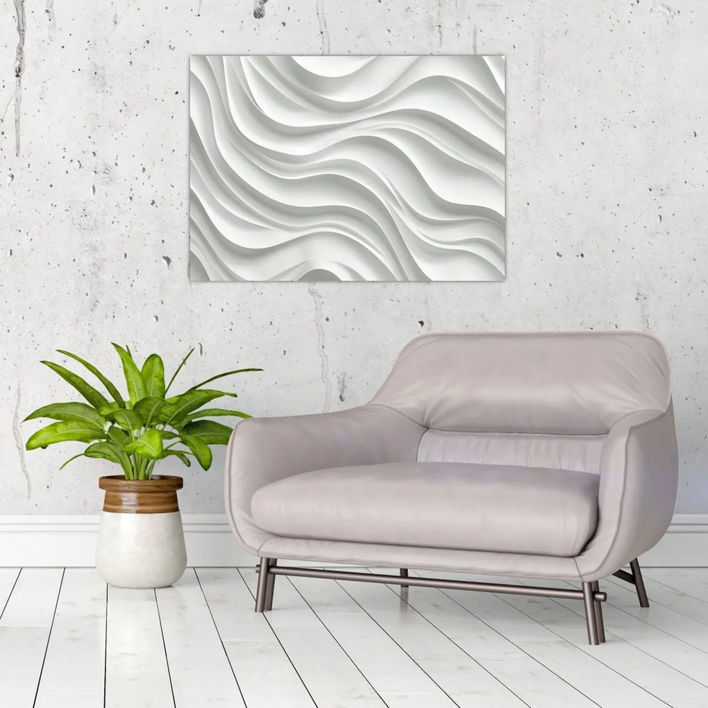 Obraz na szkle - 3D białe fale (70x50 cm)