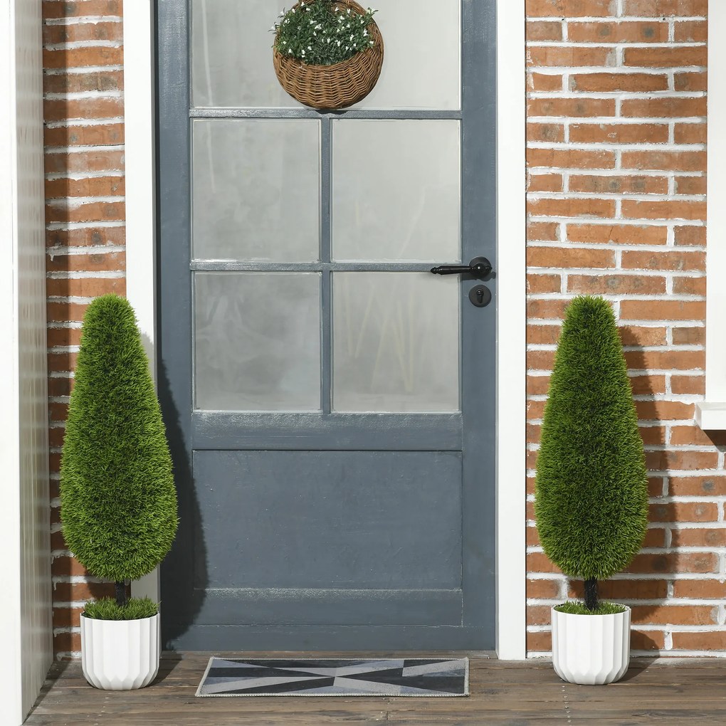 HOMCOM Sztuczna roślina cyprys 2 sztuki 90 cm dekoracyjne drzewka w doniczkach do domu i biura | Aosom PL