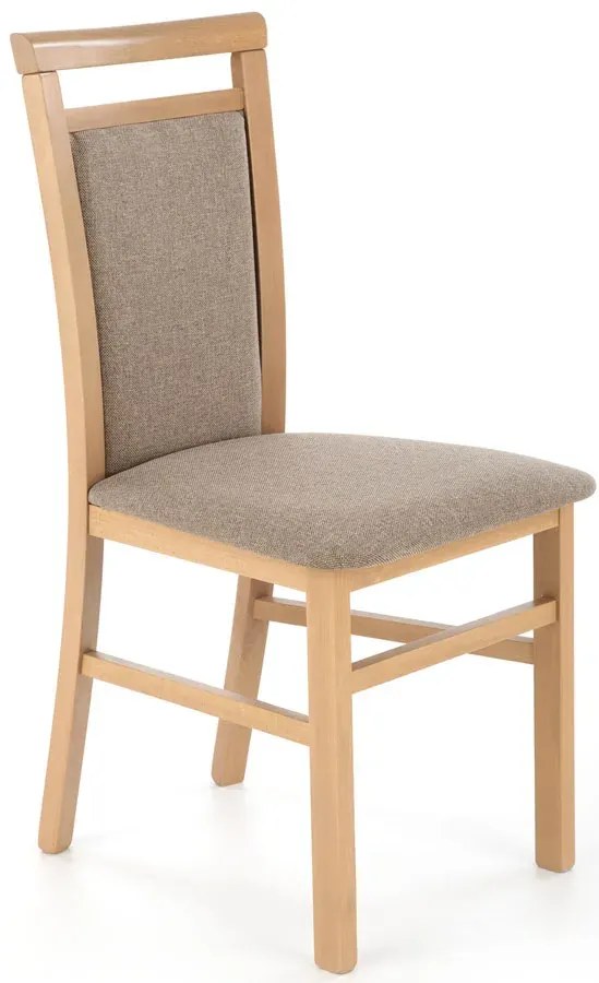 Krzesło drewniane tapicerowane dąb artisan + jasny brąz W8-H45
