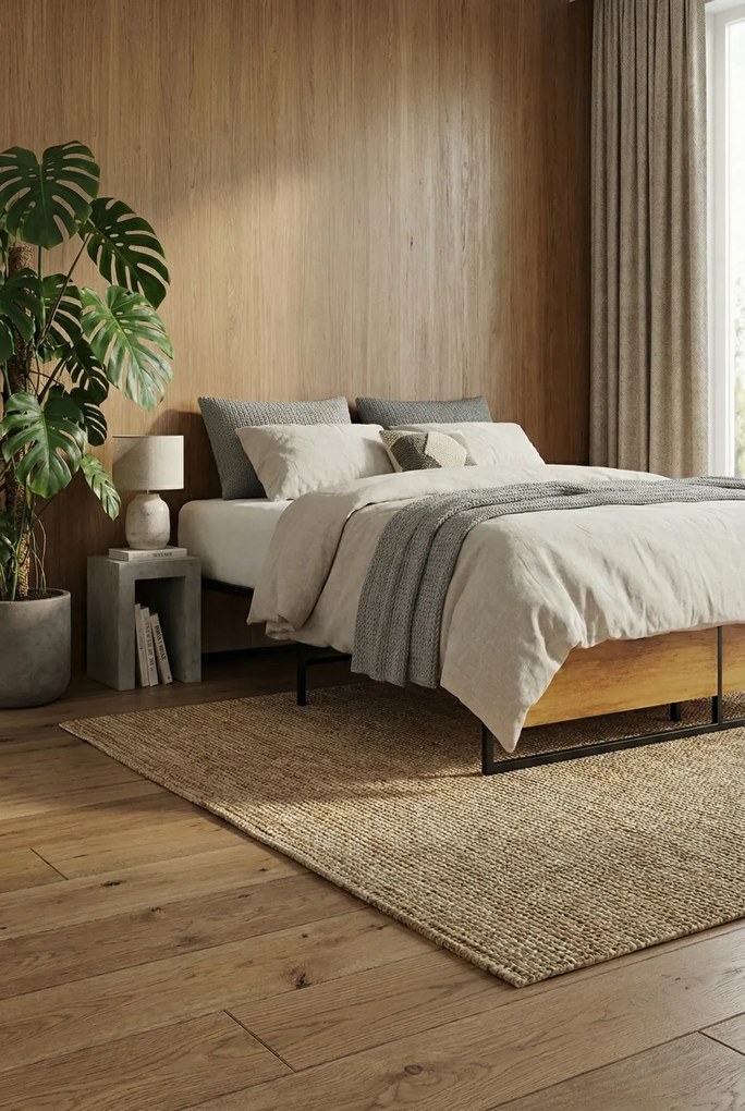 Czarne metalowe łóżko w stylu loftowym 200x200 cm C6-R35