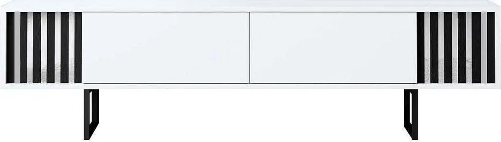 Stojak pod TV – 180 cm x 30 cm x 48 cm – biały i czarny – MDF