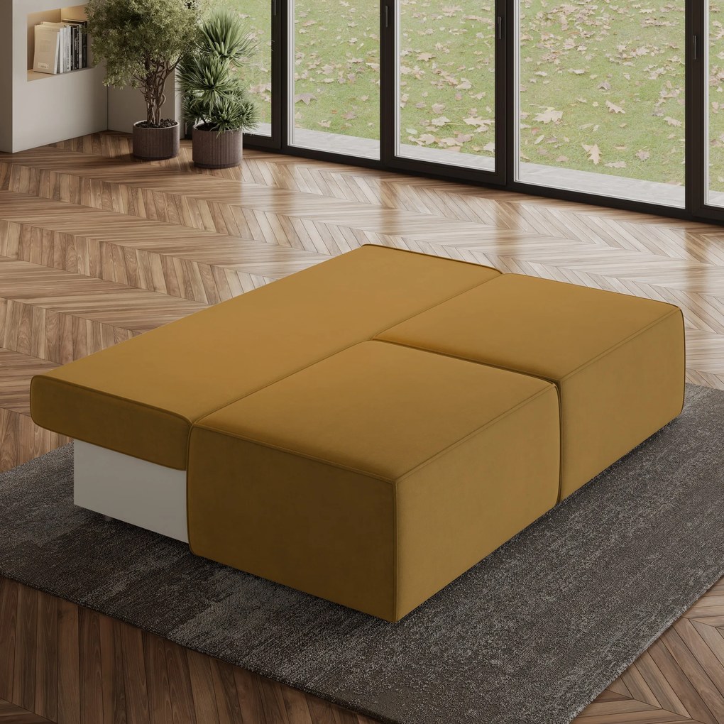 Masseno Narożnik VARNA z funkcją spania i pojemnikiem na pościel Narozniki L, Rozkładana sofa - Żółty, MONOLITH 48