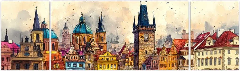 Obraz - Jesień w malowanym mieście (170x50 cm)