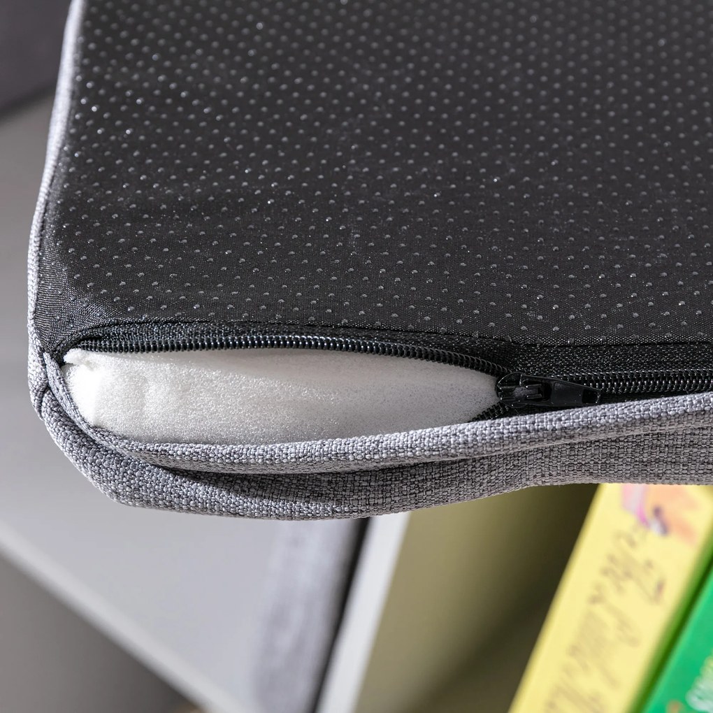 HOMCOM Regał dla dzieci 2-w-1 + Ławka z poduszkami, Szary, 103 cm x 30 cm x 62 cm