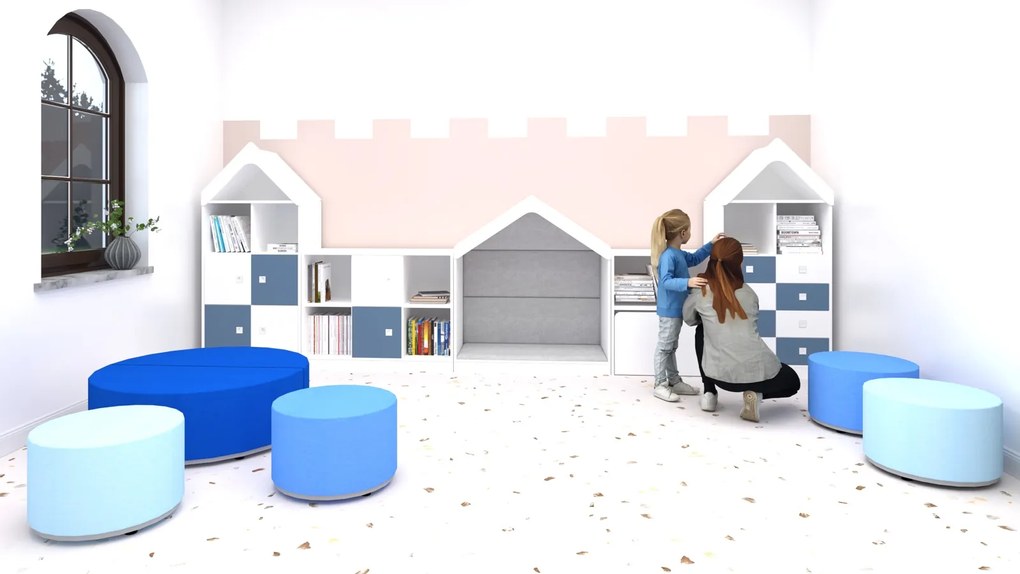 Zestaw mebli dla przedszkolaków Blox Colours 11, fronty pastelowe niebieskie
