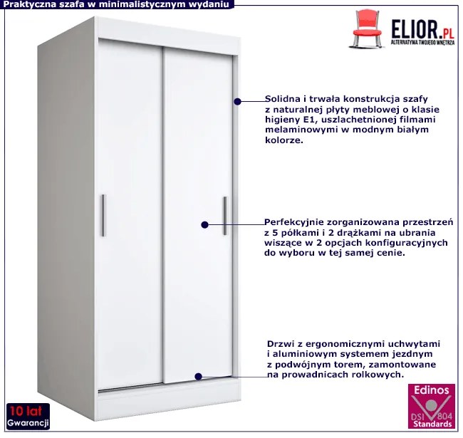 Biała szafa przesuwna - Erco 2X