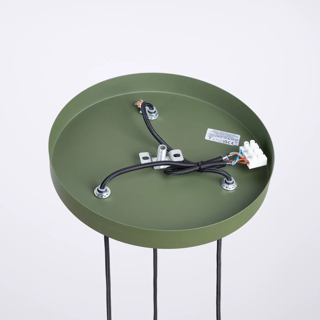 Lampa wisząca HALO 3P zielona oliwka ryflowana SOLLUX  LIGHTING