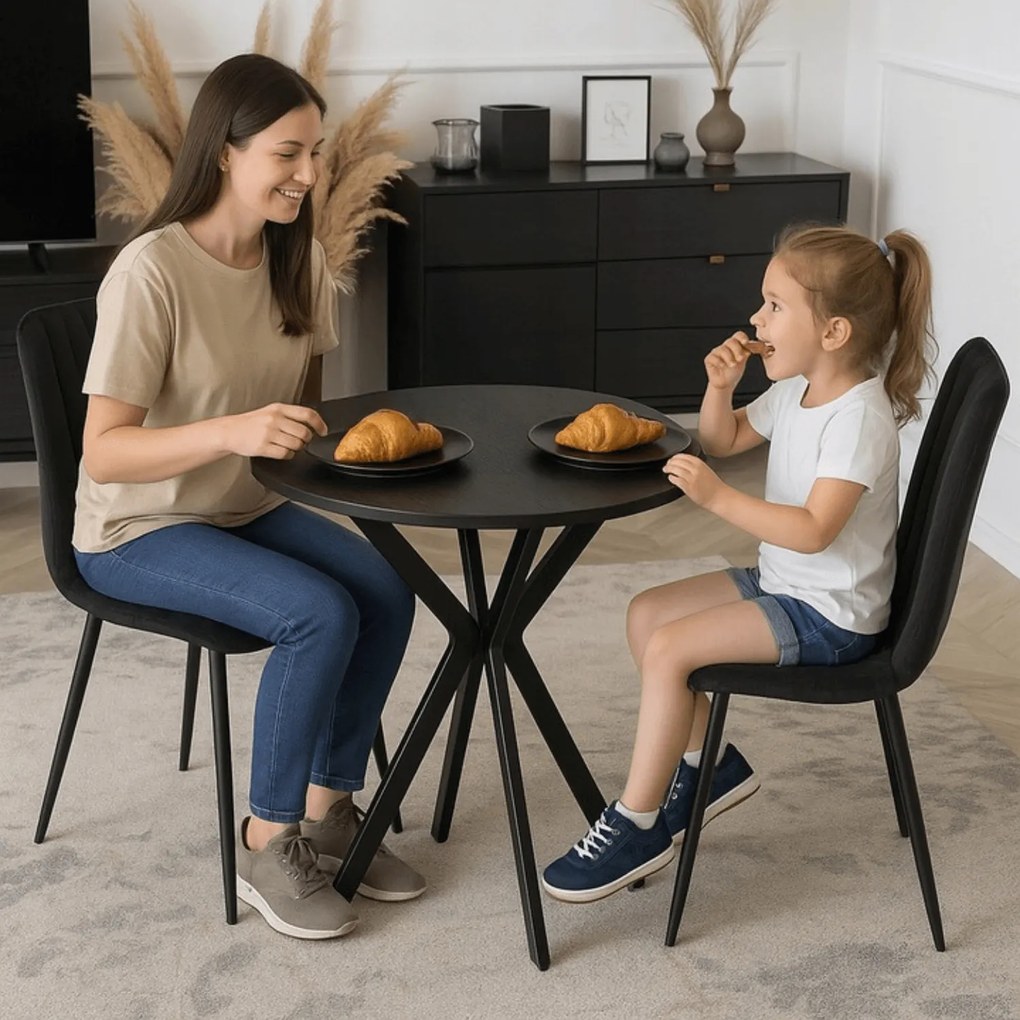 Stół Okrągły LAUREN 60 cm Czarny Loft Nowoczesny