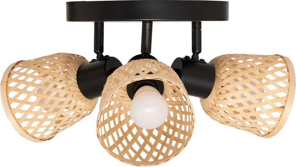 Lampy sufitowe LIO 3 klosze z plecionego bambusa, 3 x Ø 25 cm
