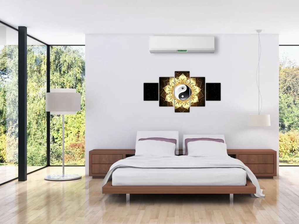 Obraz - Złoty Yin-Yang (125x70 cm)