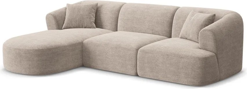 Jasnobrązowy sztruksowy narożnik (lewostronny/z szezlongiem) Campi – Cosmopolitan Design