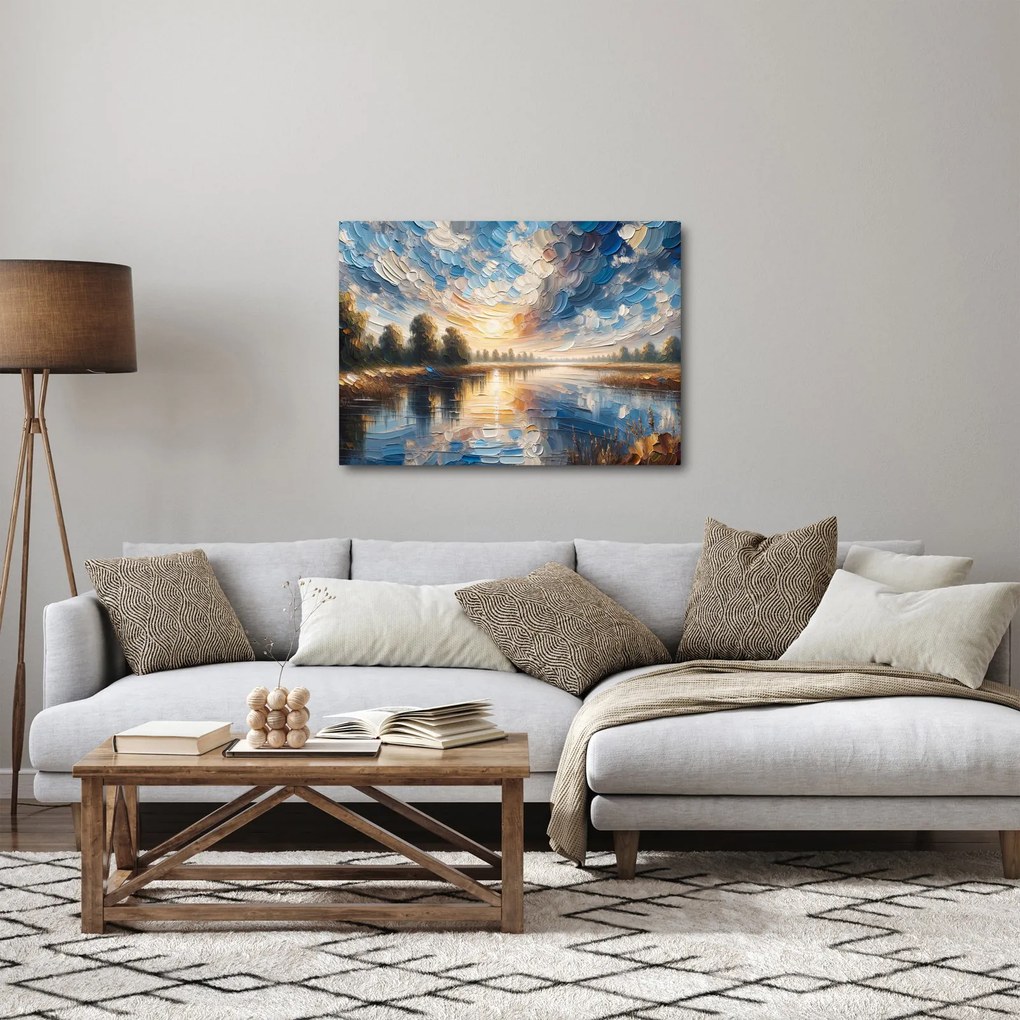 Obraz - Obraz słońca nad wodą (70x50 cm)