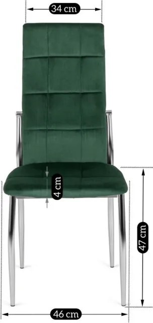 Krzesło Tapicerowane do Jadalni MOLLY Zielone Welurowe Nowoczesne
