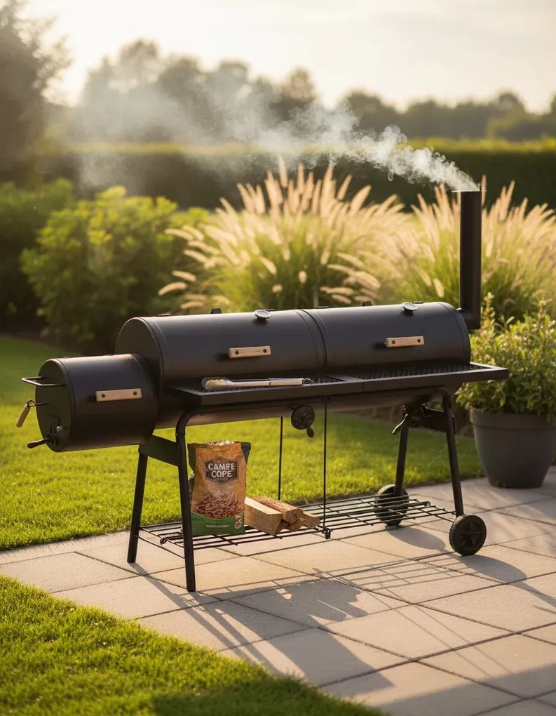 Czarny podwójny grill z wędzarnią G4-K31