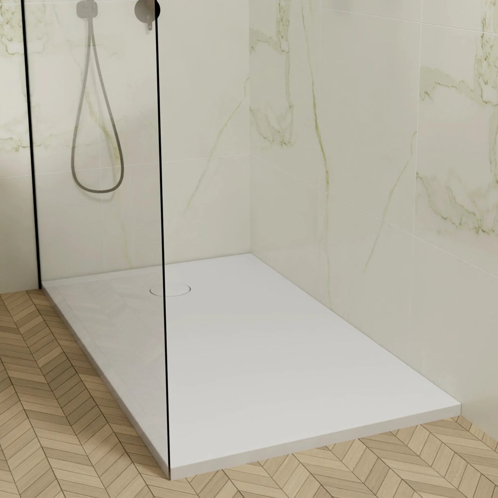 Brodzik prostokątny z konglomeratu RONA Classic | Różne rozmiary| Różne kolory : Kolor - Beż matowy, Rozmiar - 140x80 cm