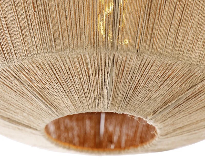 Orientalna lampa sufitowa czarna ze sznurkiem - Riki