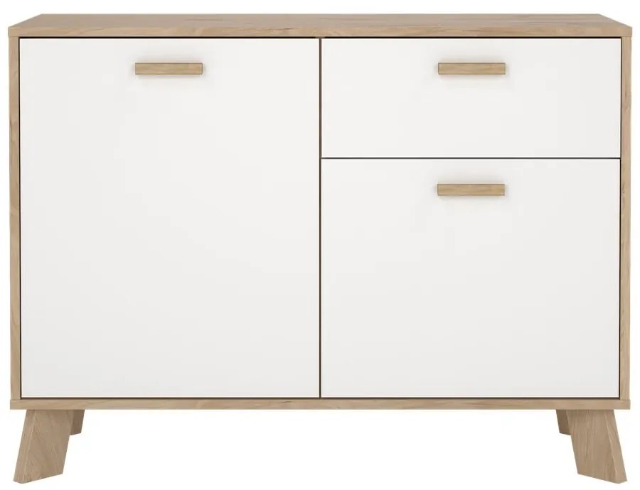 Biało-naturalna komoda w dekorze dębu 99x73x39 cm Ikast – Tvilum