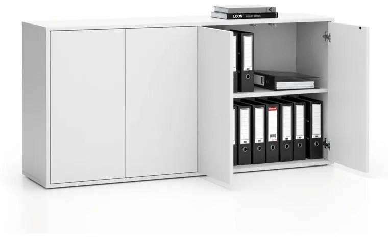 Szafka biurowa z drzwiami LAYERS, długa, 1582 x 400 x 777, biała