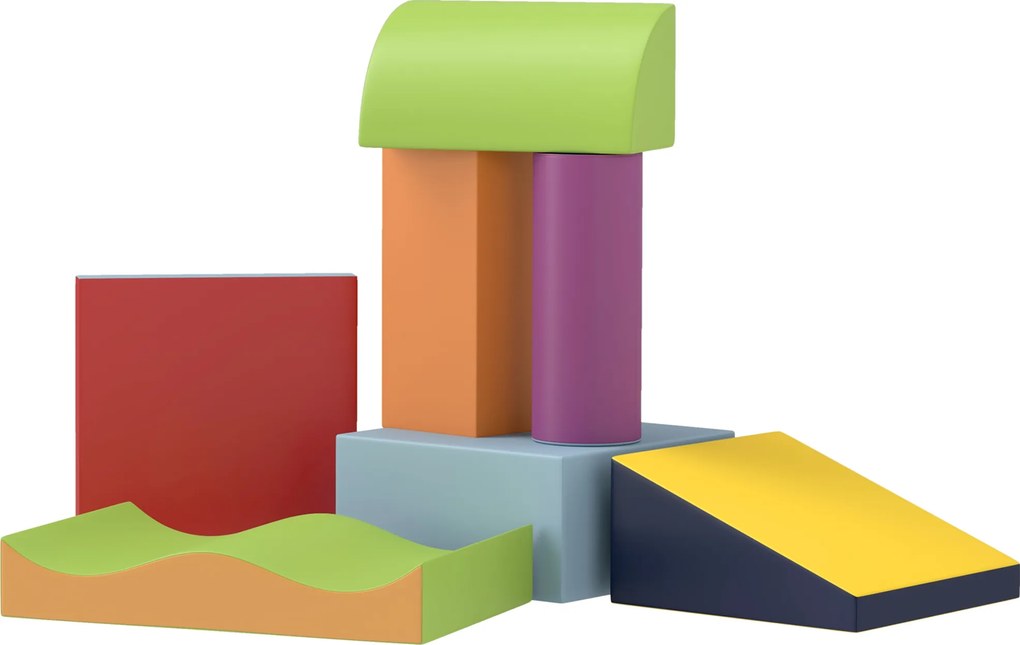 HOMCOM Klocki Piankowe dla Dzieci, rozwijają kreatywność, Skóra Syntetyczna, 40x40x20 cm, Wielobarwny, 1-3 Lata