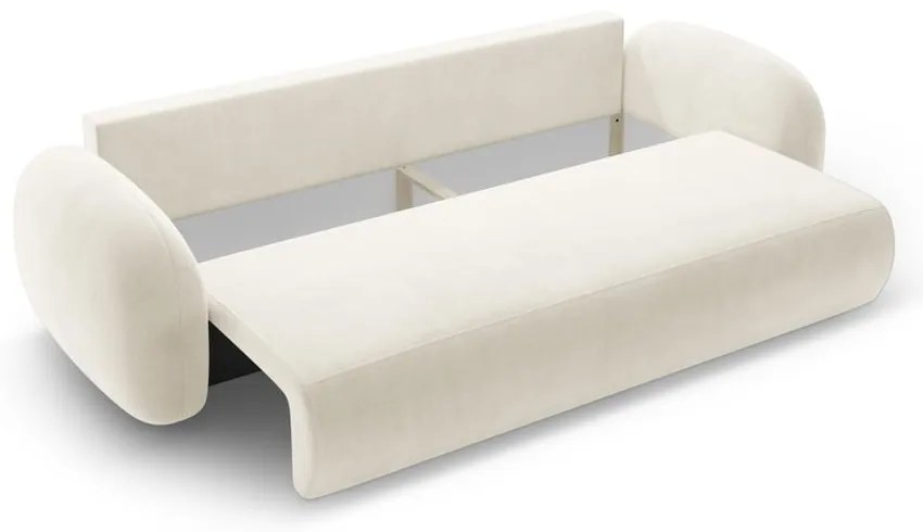 Kremowa aksamitna rozkładana/ze schowkiem sofa 262 cm Tonale – Cosmopolitan Design