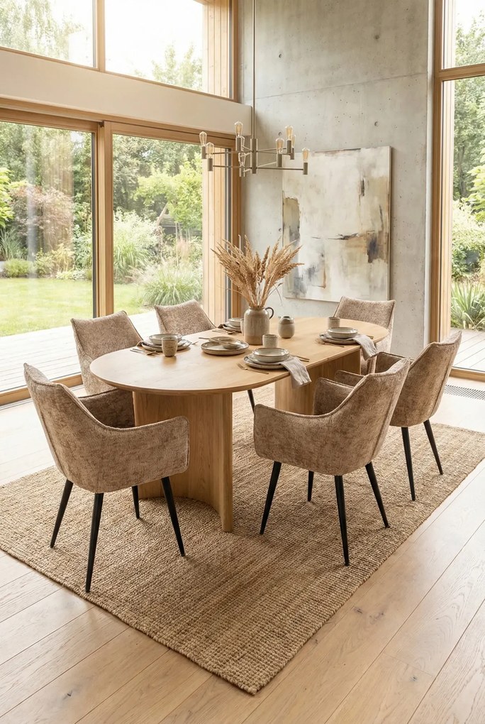 Beżowe welwetowe krzesło z podłokietnikami M4-L90