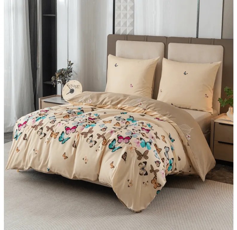 PrzytulneMieszkanie.pl PrzytulneMieszkanie.pl Pościel z mikroflanelu VIVA BUTTERFLY kremowa Rozmiar pościeli: 70 x 90 cm | 140 x 200 cm