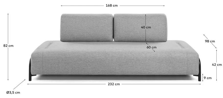 Jasnoszara sofa Kave Home Compo