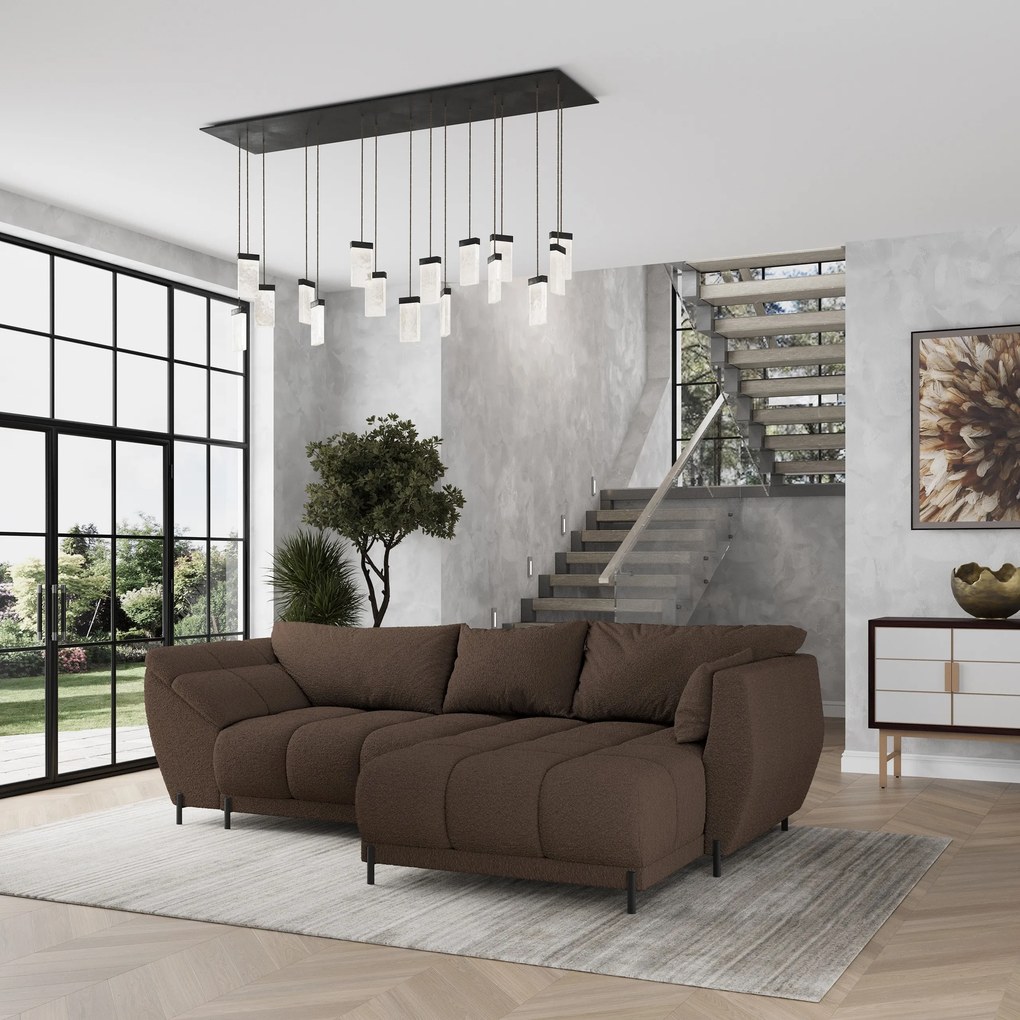 Masseno Narożnik VESTANO  z funkcją spania i pojemnikiem na pościel Narozniki L, Rozkładana sofa - Brązowy, QUELLE 25