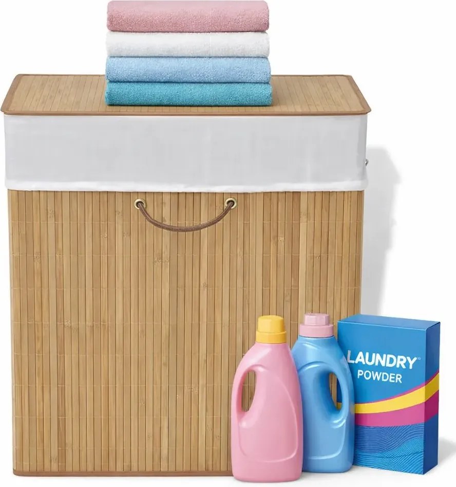Kosz na pranie z drewna bambusa N2-E27