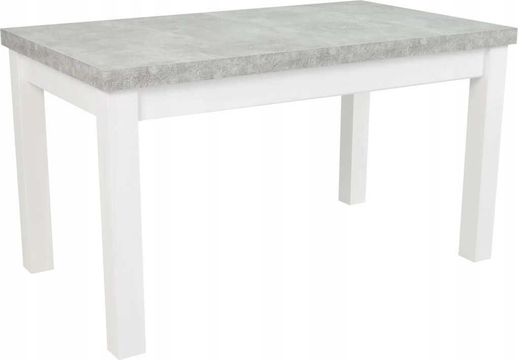 Stół masywny rozkładany 80x140/180 Beton Jasny Biały + nogi drewniane