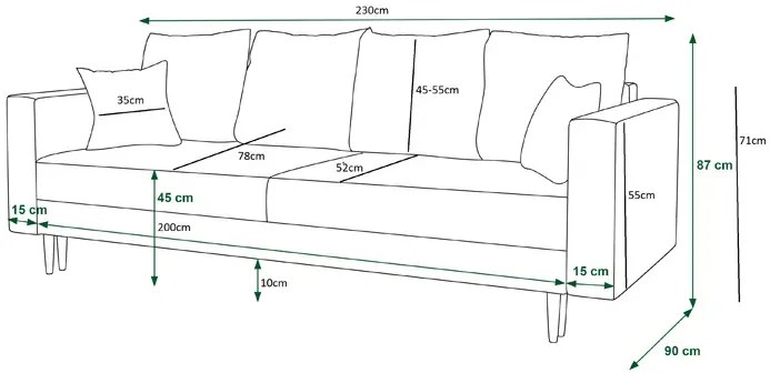 Popielata sofa welurowa z funkcją spania - Adante