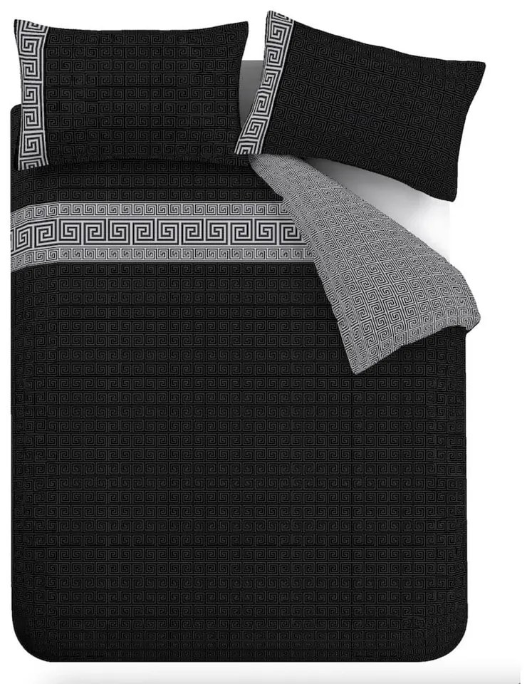 Czarna pościel dwuosobowa 230x220 cm Artemis Greek Key – Catherine Lansfield