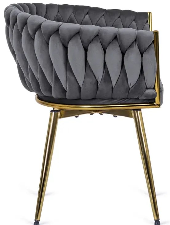 Szare obrotowe krzesło welurowe glamour M8-G37