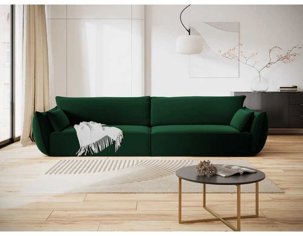 Ciemnozielona aksamitna sofa 248 cm Vanda – Mazzini Sofas