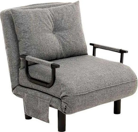 Nowoczesny fotel-łóżko 1-osobowy – 75 x 50 x 75 cm – jasnoszary – metal i poliester