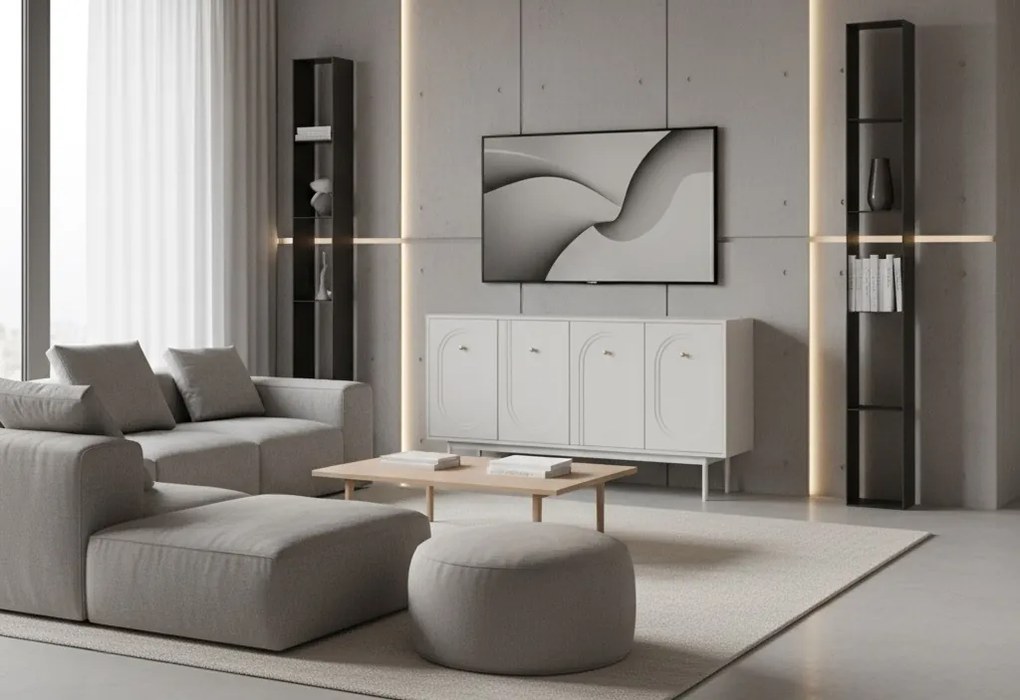 Czterodrzwiowa komoda glamour Marlen 155 cm, kolor kaszmir