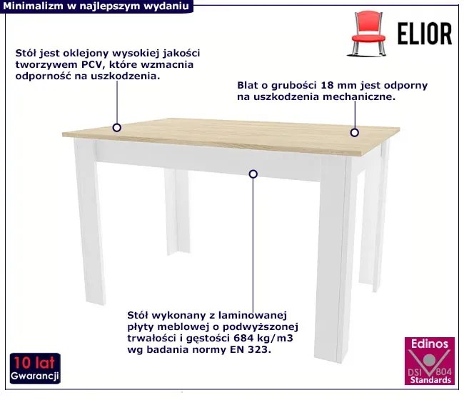 Klasyczny stół dąb sonoma + biały - Igro 4X