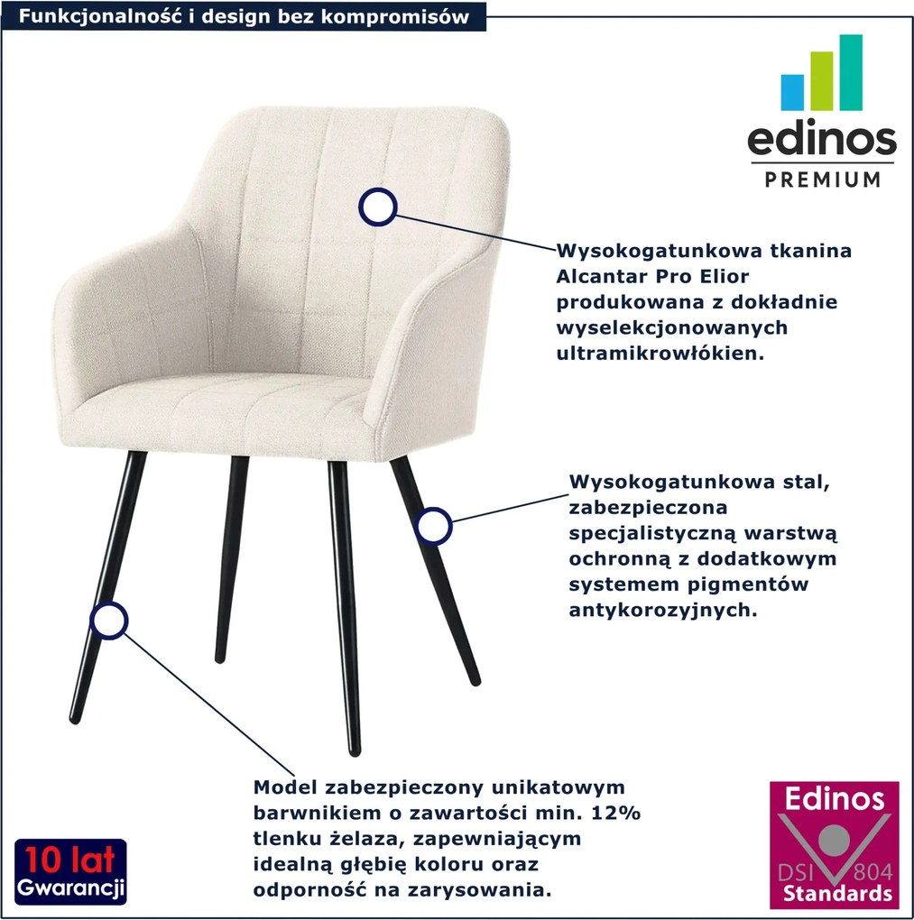 Zastaw 4 beżowych krzeseł tapicerowanych - Cormelis 3X