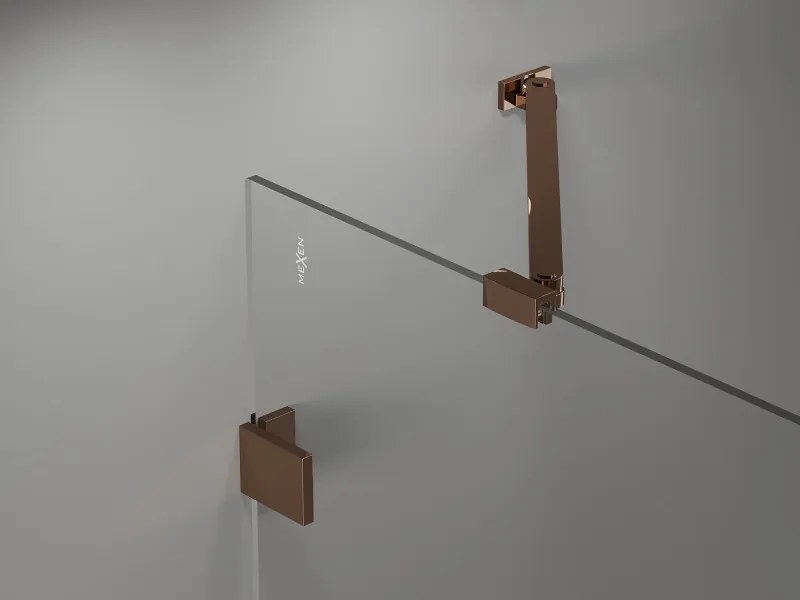 Mexen Lunar drzwi prysznicowe uchylne lewe 125 cm, transparent, różowe złoto - 834-125-000-60-00-L