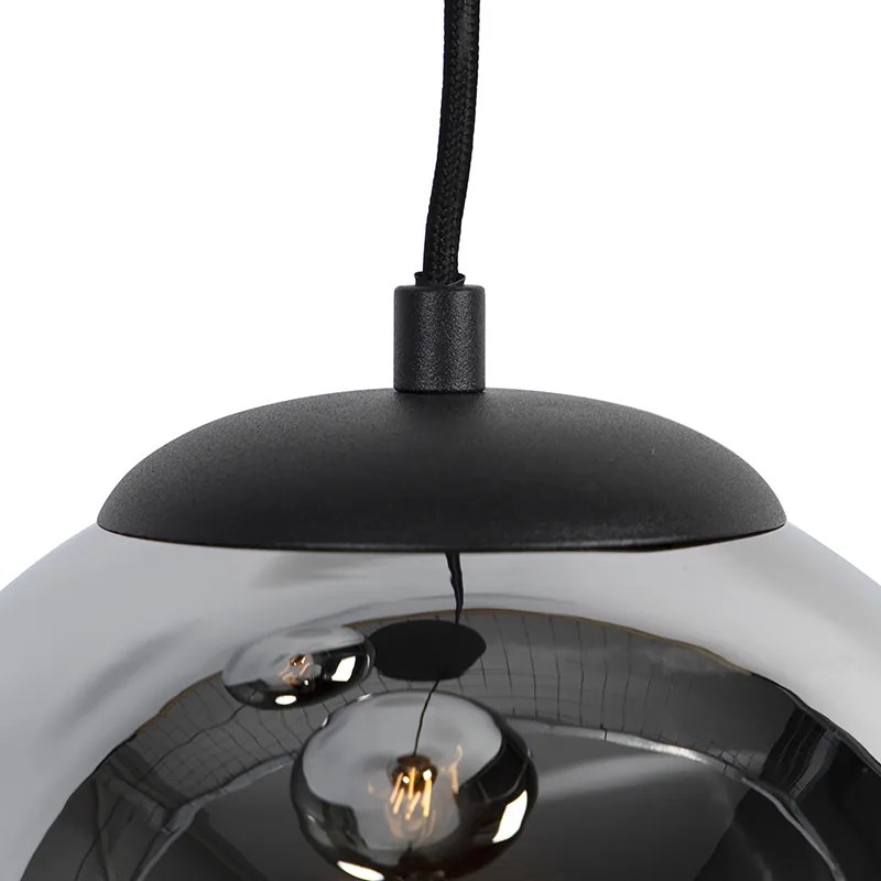 Inteligentna lampa wisząca czarna z dymionym szkłem 3-punktowa w tym WiFi ST64 - Pallon ArtDeco Oswietlenie wewnetrzne