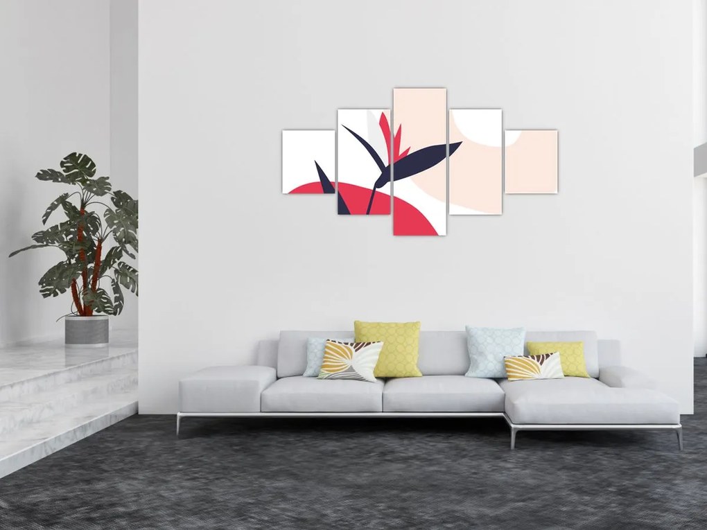 Obraz - Różowa abstrakcja kwiatowa N⁰1 (125x70 cm)