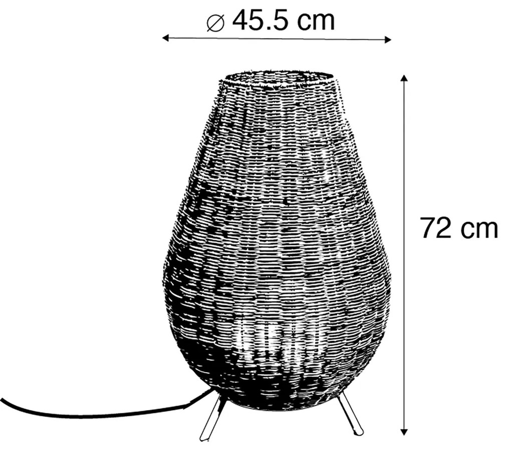 Lampa podłogowa z rattanu z możliwością ściemniania IP65 z pilotem - Saona