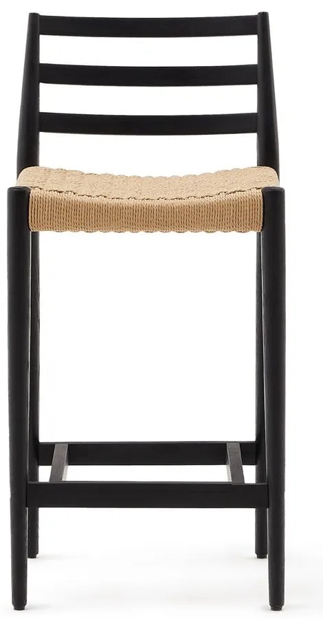 Czarny/w naturalnym kolorze hoker z litego drewna dębowego (wysokość siedziska 70 cm) Analy – Kave Home