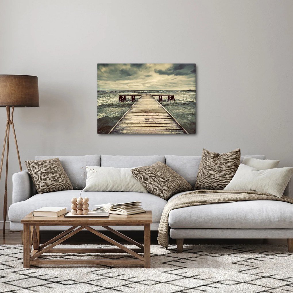 Obraz drewnianego molo na morzu (70x50 cm)