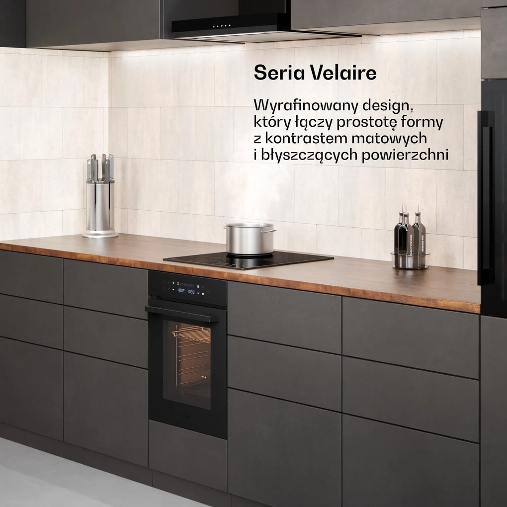 Klarstein Velaire 45cm 49L Wąski Piekarnik do Zabudowy Czarny