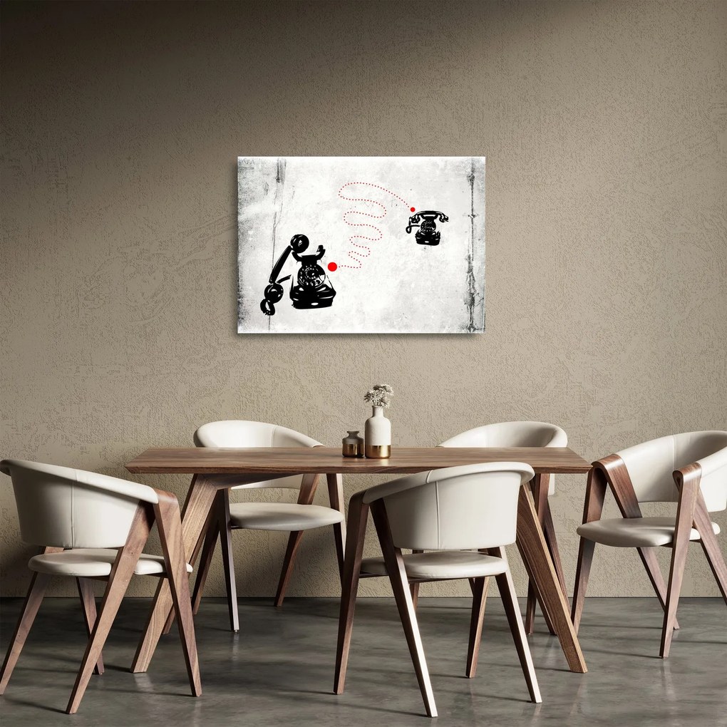 Obraz na szkle - Rysunek telefonu w stylu Banksy (70x50 cm)