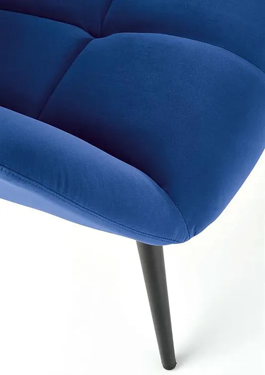 Granatowy pikowany fotel uszak T9-L77