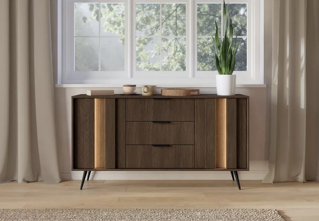 Komoda Dunin 153 cm 2D3S dąb Dunin elegancka nowoczesna komoda z szufladami