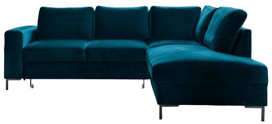 Turkusowy aksamitny rozkładany narożnik (prawostronny) Lofty Lilly – Miuform