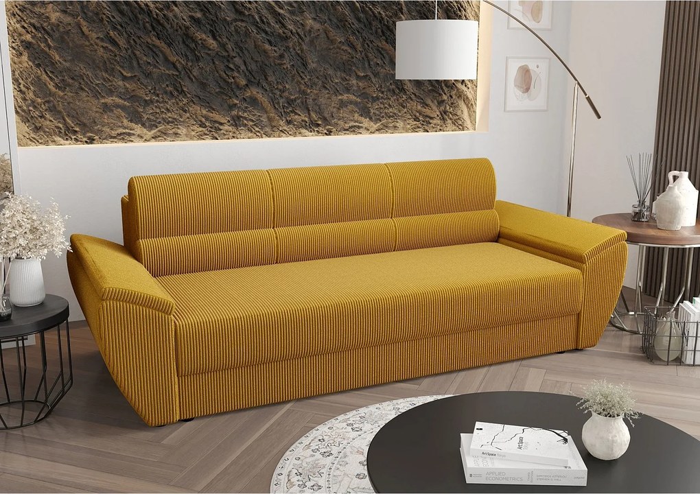 BEDANTE SOFA REBI BIS z funkcją spania POSO 01 piaskowy z pojemnikiem na pościel, sofa do salonu, kanapa, sofa rozkładana, sofa z pojemnikiem, wersalka
